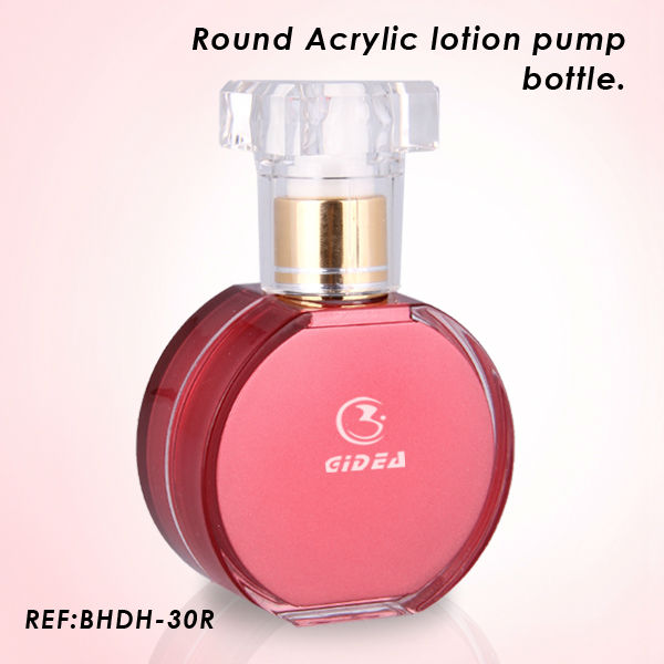 30ml Round Red Acryllotion Pumpflasche innovative Kosmetikverpackungsflasche