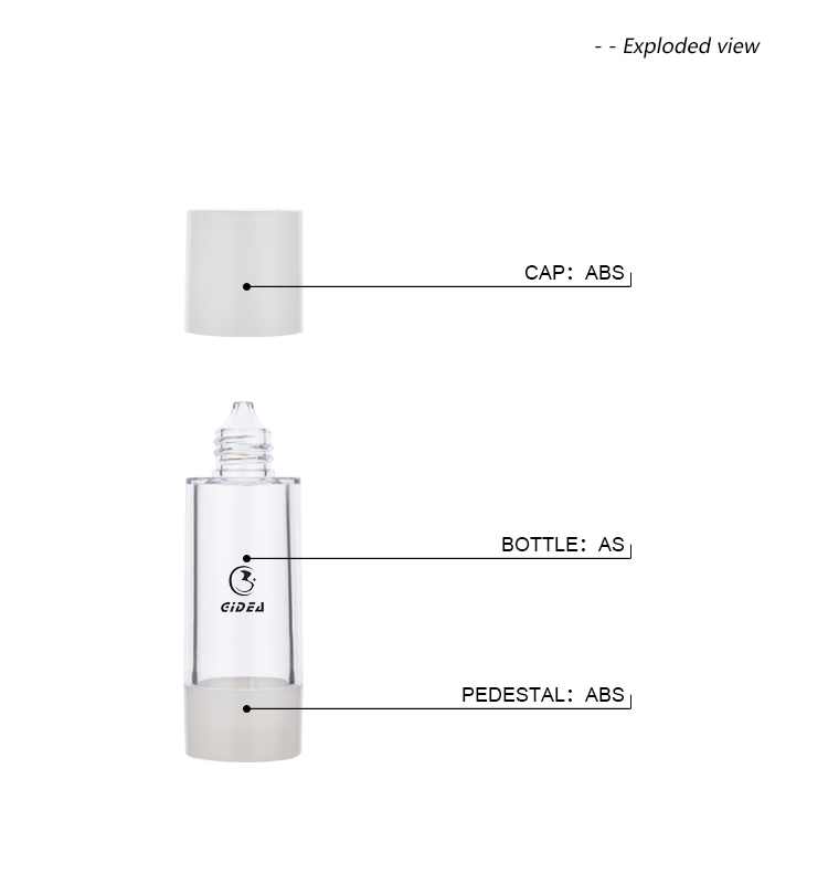 30ml weiße Kappe klare Körperdruckspray-Lotionsflasche