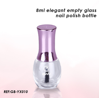 8ml leerer eleganter Glasflaschen-Nagellack mit einzigartigem Design, glänzend lila Kappe