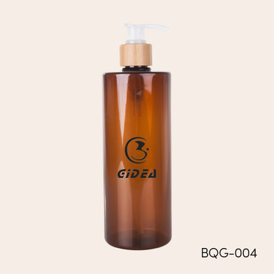 500ml Amber PET-Kunststoff-Pumpflasche mit Bambuskragen